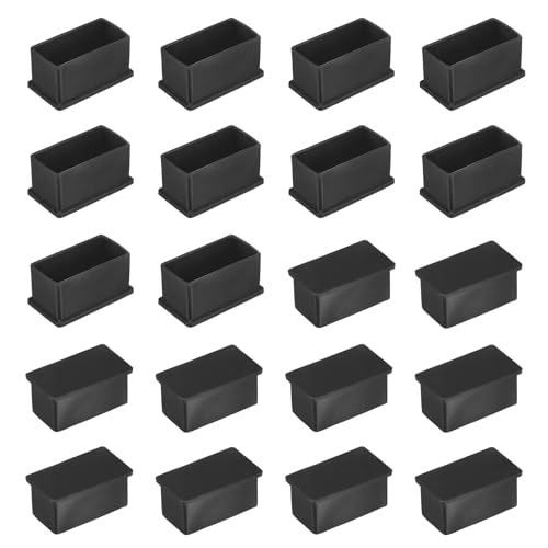 Image of M METERXITY 20-Pack Rectangle Chair Leg Caps, 1.2 x 2.36 (30 x 60mm) PVC Chair Leg Floor Protectors for Chairs /Table /Bed, Furniture Feet Covers Cups Non-Slip End Tips