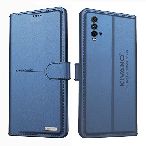 Image of KIVANO Professional Series Wallet Case for Xiaomi Redmi 9 Power /Poco M3 | Luxurious Design | Handcrafted Unique | Premium | PU Leather Flip Cover | Magnetic Closure - Dark Blue