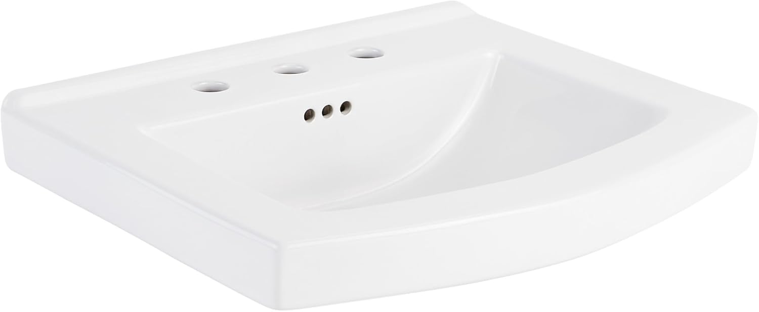 Pennfield 24" White Ceramic Wall-Mounted Bathroom Sink with Overflow