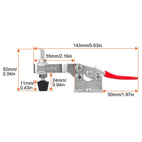 Seuenelf AOUS-TOGGLECLAMP-201B-6P-200820 6Pack Hand Tool Toggle Clamp, 201B Antislip Red Horizontal Toggle Clamp, Quick Release Hold Down Latch thumb #1