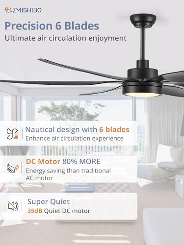 Zmishibo 66 Inch Large Led Ceiling Fans With Lights And Remote thumb #3