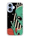 SVNICFYA Cool Alien UFO Phone Case for iPhone 17, Psychedelic Trippy Mysterious Alien Planet Cover for iPhone 17, Soft TPU Shockproof Case
