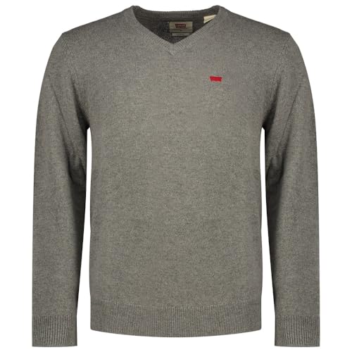Levi's Suéter para Hombre con Cuello en V, Mid Tono Grey Heathe, S