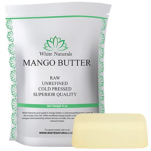 Unrefined Mango Butter 8 oz Raw, Natural, Pure, Grade A Moisturizer, Use Alone or in DIY Body Butters, Soaps, Lotions, Lip Balm and More!