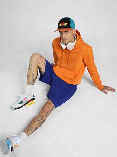 Image of Veirdo Cotton Fleece Regular Fit Hooded Sweatshirt Lastest Back Graphic Printed Winter Hoodies for Men (Available Colors: Marine Green, Marshmellow, Black, SOYA Bean, Orange & Blue)
