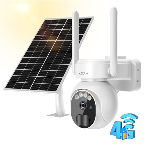 Xega 4G LTE Cámara Vigilancia Exterior con Tarjeta SIM 2K HD Cámara de Seguridad Solar...