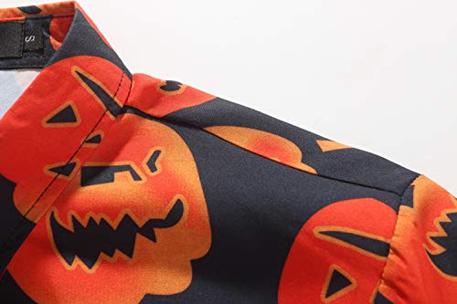 SSLR Mens Halloween Shirt, Short Sleeve Pumpkins Shirts Button Down Light Weight Causal4