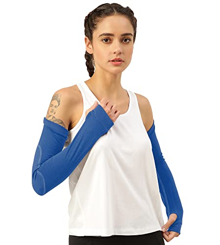Image of Freecultr Women Breathable Bamboo Cotton Antibacterial Arm Sleeves with Built-in Gloves | Soft, Sweat-Wicking & Skin-Friendly