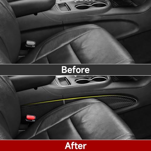 Image of Side Gear Shift Panel Strips Decals for 2011-2020 Dodge Durango / 2011-2021 Jeep Grand Cherokee WK2 Accessories Carbon Fiber Interior Stickers