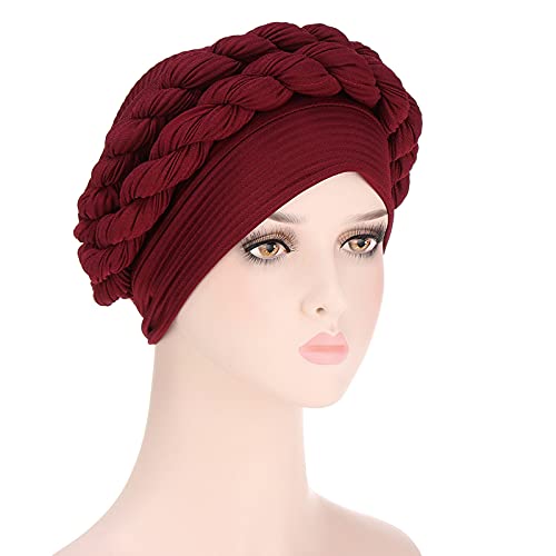 Hat Women Wrap Turban Head Hair Scarf Bonnet Cap Muslim Cancer Cover Baseball Caps Mens Mesh Hats And (Wine, One Size) #TOP1