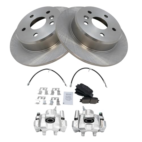 Image of TRQ Rear Brake Pad & Rotor Kit Ceramic Compatible with 2001-2003 Toyota Highlander