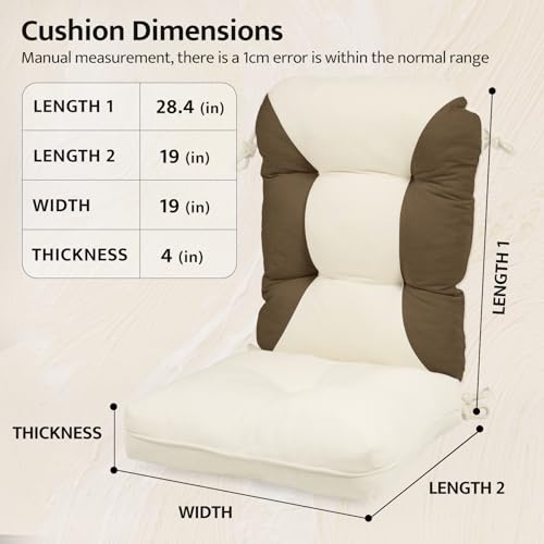 Image of mudilun Rocking Chair Cushion Non-Slip Indoor Adirondack Chair Cushions with Ties Tufted Adirondack Chair Pads for Bedroom Living Room Porch Rocker (Indoor-Brown-White)
