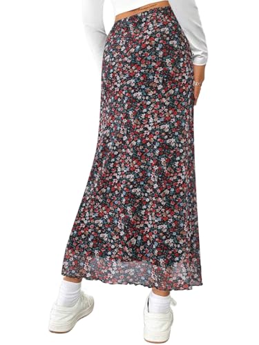 Avanova Women's Mesh Slit Split Long Skirts High Waisted Sexy Summer Maxi Skirts2