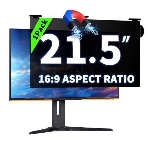 Image of 21.5 Inch Magnetic Hanging Computer Privacy Screen for 16:9 Widescreen Monitor, Removable Privacy Screen Anti Glare Blue Light Computer Screen Privacy Shield, Anti-Scratch