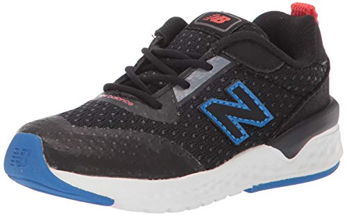 New Balance Baby 515 V2 Bungee Sneaker, Black/Vivid Cobalt, 3 Wide US Unisex Infant