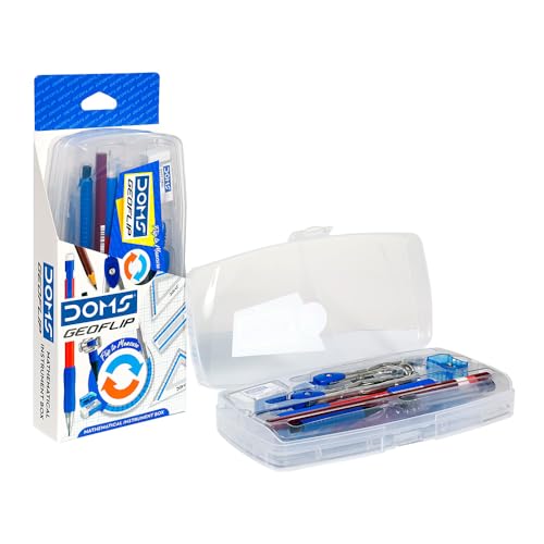Image of DOMS GEOFLIP GEOMETRY BOX | DRAWING MATHEMATICAL INSTRUMENTS | IN FLIP COMPARTMENT WITH MECHANICAL PENCIL & EXTRA LEADS