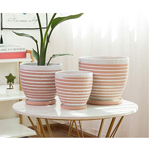 Cache-pot en céramique rose pour stabiliser vos grandes plantes - 4
