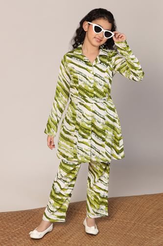 Image of Fashion Dream Girl's Rayon Abstract Printed Clothing Set|Co-ord Set|Casual Wear|Coordinate Outfit for Girls