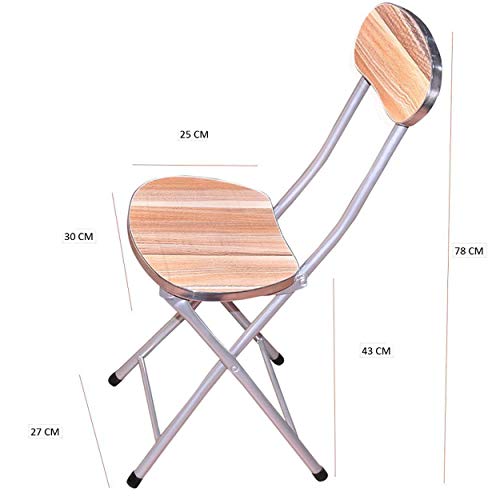 Image of Multipurpose Folding Chair Wooden Seat Foldable Metal Leg with Back Support