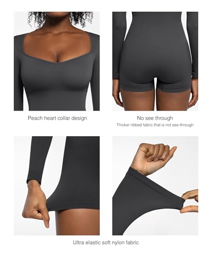 Popilush Long Sleeve Jumpsuit for Women Athletic Romper Gray XXL - image 4