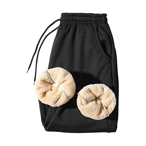 joyvio Men's Winter Fleece Joggers Pants Sherpa Lined Sweatpants Warm Thick Track Pants ​Jogging Fleece Bottoms Sweatpants Gym Joggers Tracksuit Bottoms (Color : Black, Size : 4XL) Cover