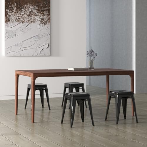 Image of Brage Living 18 Inch Industrial Metal Stools Set of 4, Stackable Classroom Stools, Backless Metal Dining Chairs for Indoor Outdoor, Kitchen Short (Black)
