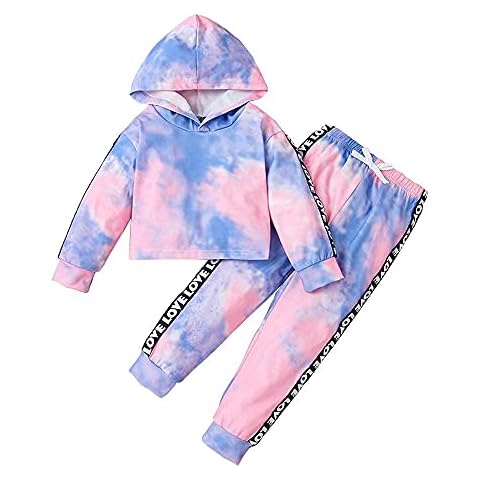Axumity Girls Tie Dye Hoodie Tracksuit Set Cover
