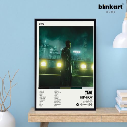 Image of BLINKART YEAT- 2093 Wall Photo Frames | Wall Art for Bedroom, Living Room, Studio or Office | Album Cover Print with Spotify Song Link QR Code | Gift for Fans - 8x12 In