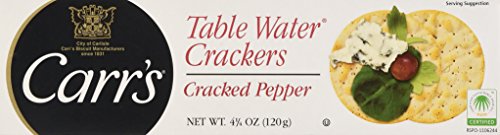 Carr's Table Water Crackers, Cracked Pepper, 4.25-Ounce Boxes (Pack of 6)