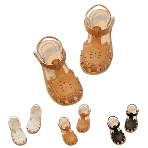 IWIHMIV Girls Sandals Closed Toe Cute Flat Dress Sandals Non Slip Girls Comfortable Summer Hollow Out Beach Shoes4