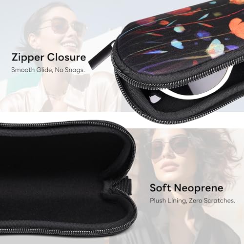 Image of Sunglasses Case with Belt Clip, Ultra Light Neoprene Zipper Soft Padded Glasses Case for Women Men