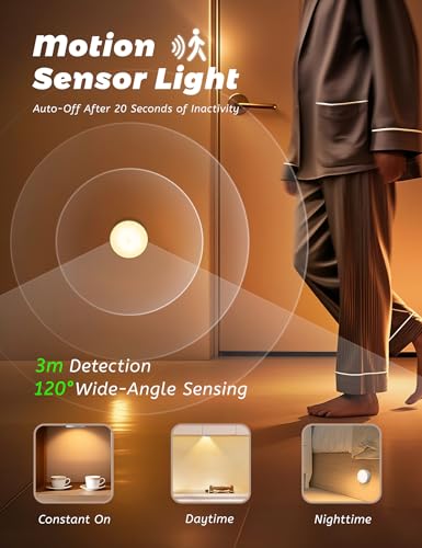 Image of WANIDEA Under Cabinet Lighting for Kitchen,Clost, Display Cabinet, Bookshlef, Indoor,6 Pack,1200mAh Battery Rechargeable Puck Lights with Hooks Closets, Magnetic Stickers