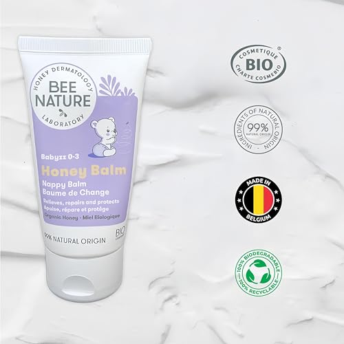 Bee Nature - Crema Orgánica para Pañales de Bebé - Bálsamo para Pañales con Miel - Alivia la Dermatitis del Pañal y el Enrojecimiento - 99% Natural - Alivia y Regenera - 2 piezas (2 x 50ml)