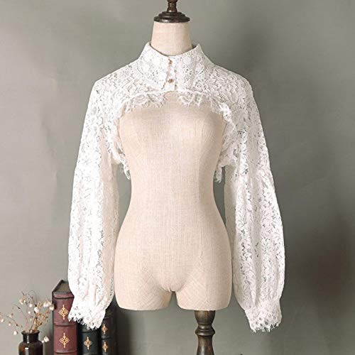 F Fityle Mulheres Rendas Colarinho Falso Destacável Botões Lapela Turn-down Metade Camisa Blusa Vest