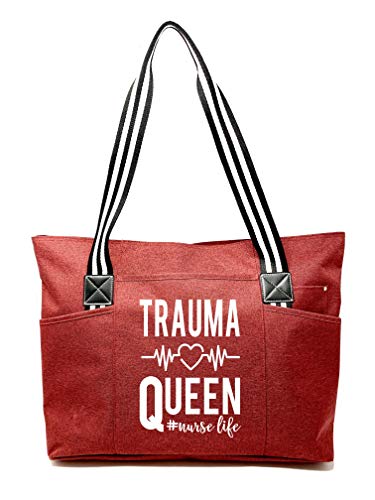 Large Nursing Zippered Tote Bags with Side Pockets for Nurses - Perfect