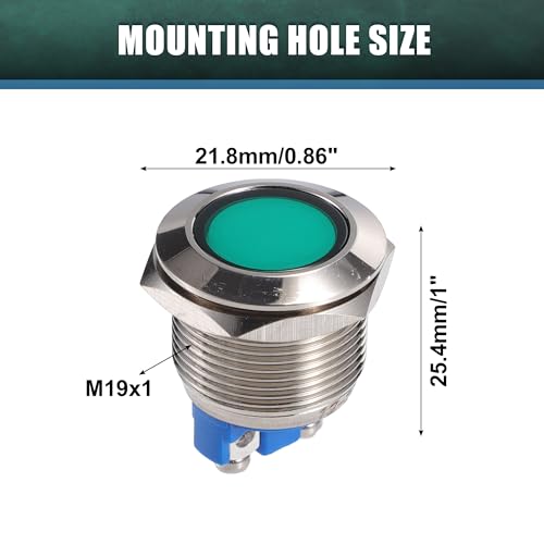 Lámpara LED indicador 19mm 12V para auto 5 piezas miniatura 3
