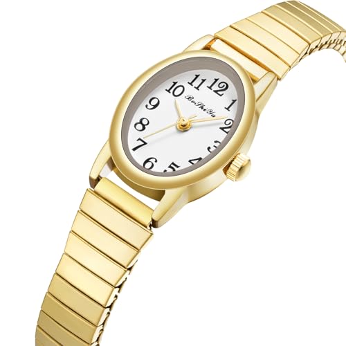 BOSHIYA Damen Uhren Edelstahl Analog Quarz Uhr mit Digital Zifferblatt und Elastisch Armband Wasserdicht Armbanduhr für Damen – Bild 3