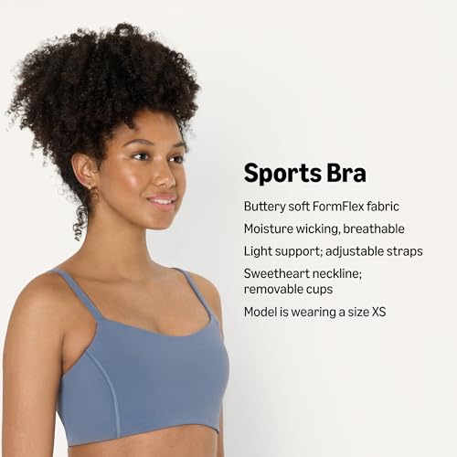 Image of Amazon Essentials Women's Active FormFlex Buttery Soft Light Support Sweetheart Neck Yoga Sports Bra with Removable Cups, Breathable, Moisture Wicking