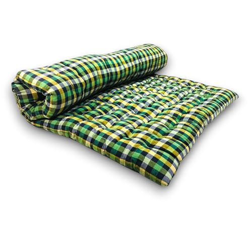 Image of Deevine Craft Soft Cotton Quilt Medium Firm Light Weight Mattress - Multicolor (6X6 ft or 72X72 Inches, Double Bed King Size Cotton Mattress)