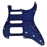 KAISH 11 Hole American Modern Strat Style HSS Pickguard 3-Screw Round Corner Humbucking Pickup Mounting for Stratocaster/Strat Blue Pearl