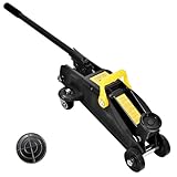 Fkstyle【ご家庭でのタイヤ交換やメンテナンスに！】ガレージジャッキ 2t 低床 フロアジャッキ 油圧式 ローダウン車対応 スチール製 保護ゴムパッド付 コンパクト キャスター付 車 自動車整備 タイヤ交換 オイル交換