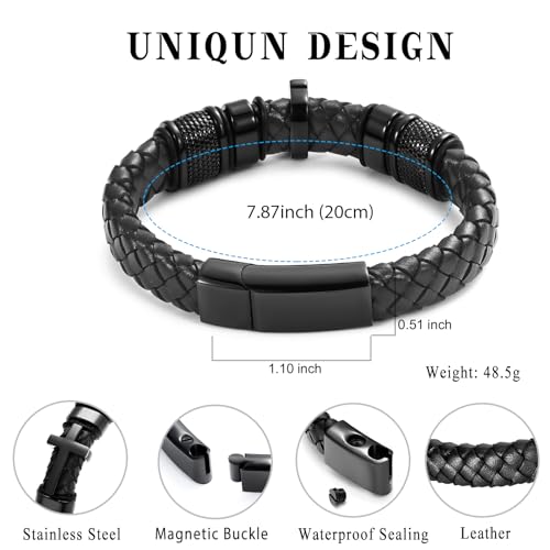 Minicremation Cross Cremation Jewelry Urn Bracelet for Ashes Genuine Leather for Women Men Keepsake Memorial Cuff Bangle Braided Wristband Bracelet for Men2