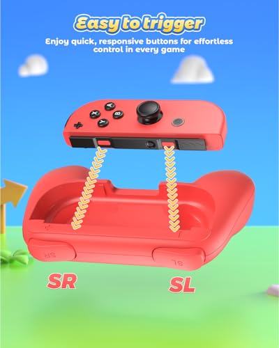 Image of FYOUNG Hand Grips Compatible with Switch /Switch OLED Model Controllers, Grip Compatible with Switch Joy Con - Blue and Red (2 Packs)