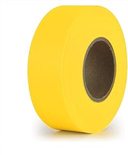 Turf Machinery Spares TMS Florescent Yellow Flagging Tape 150' Roll x 1-3/16inch Wide Non Adhesive, High Visibility Fluorescent, Survey, Trail, Construction/Survey Ribbon Neon Yellow