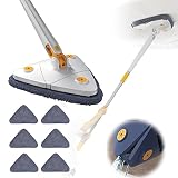 360° Rotatable Adjustable Cleaning Mop, 51IN Extendable Triangle Mop with Long Handle, Automatic Wri