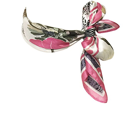 Wrapables 100% Silk Neckerchief Square Scarf, Pink Botanic Garden2