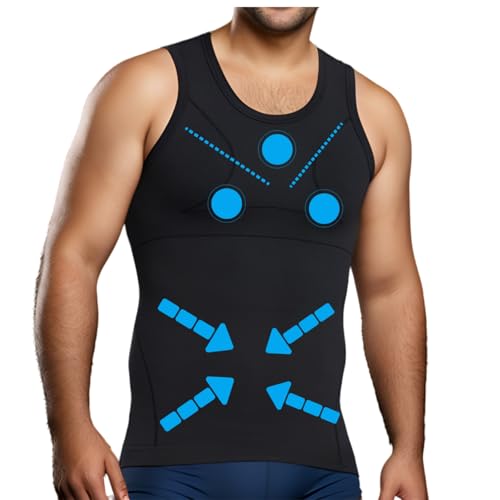 Mens Slimming Body Shaper Shirt, Gynecomastia Compression Tank Top, Shapewear Tummy Control Undershirt
