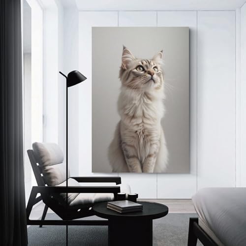Lienzo decorativo de gato con pelaje claro y bigotes 3