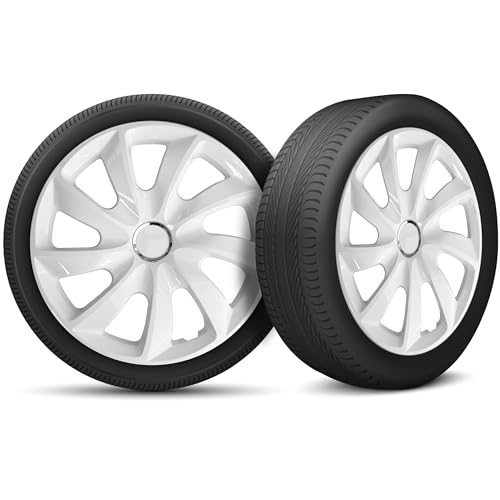 Radkappen 17 Zoll Radzierblenden 4er Set passend für alle Stahlfelgen - Einstellbarer Sicherungsring - Weiß Radkappen 17 Zoll Radzierblenden 4er Set passend für alle Stahlfelgen - Einstellbarer Sicherungsring - Weiß