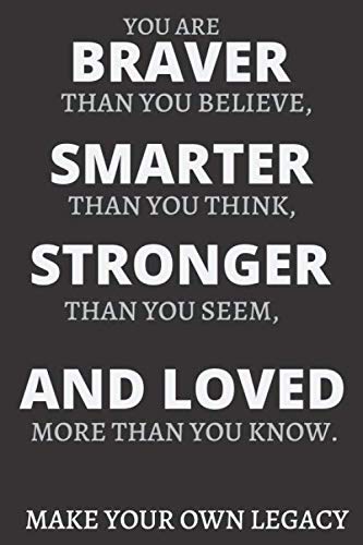 Inspirational Journal to Write In -you are Braver than you believe Smarter than you know & Stronger than you seem-: lined notebook